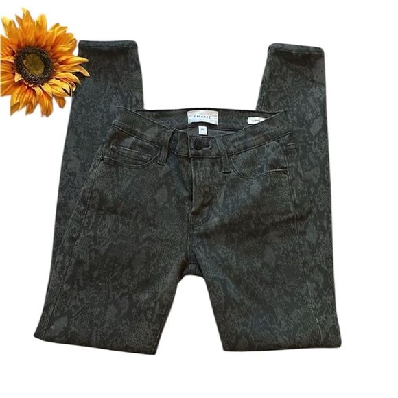 Frame Black Snakeskin Jeans - 25 - Picture 1 of 6